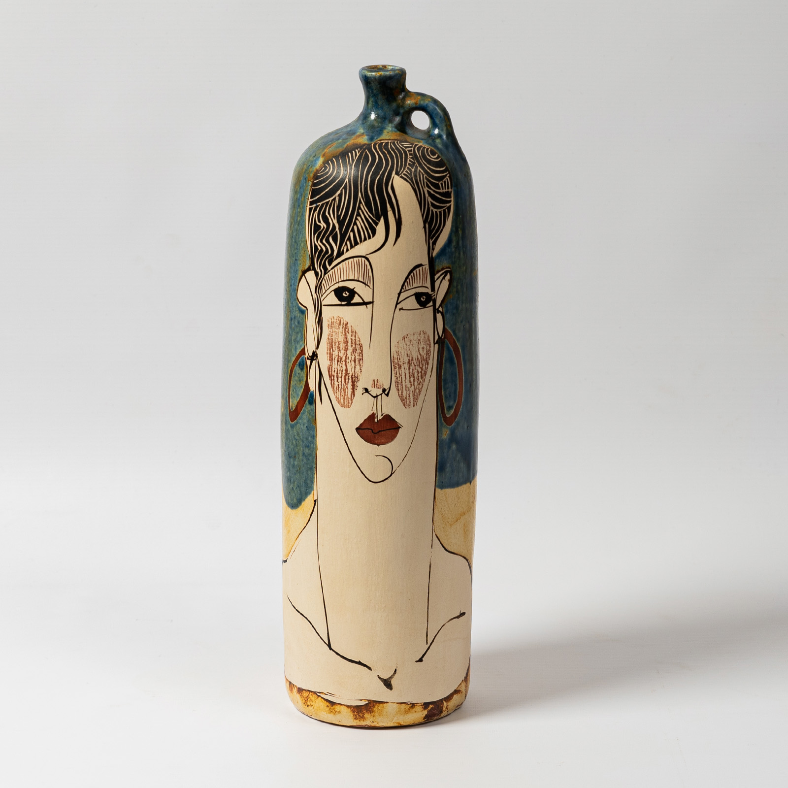 Botella cilíndrica asa